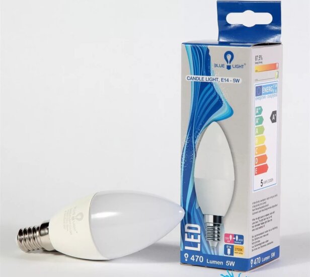 Blue Light LED Gyertya izzó 5W 470lm 2700K E14 - Meleg fehér