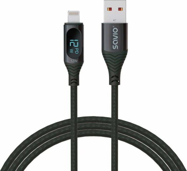 Savio CL-173 USB A - Lightning 2.0 kábel 1m - Fekete