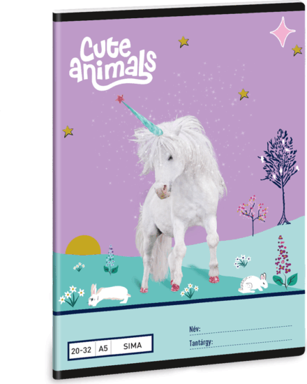 Ars Una Cute Animals Unicorn 32 lapos A5 sima füzet - Mintás
