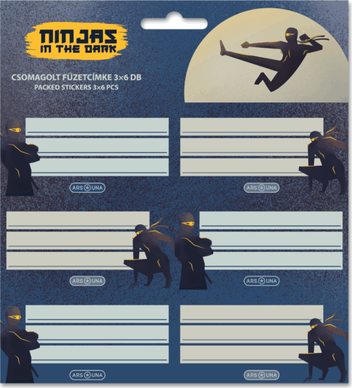 Ars Una Ninjas in the dark 3x6 db füzetcímke (18 címke / csomag) - Ninja mintás