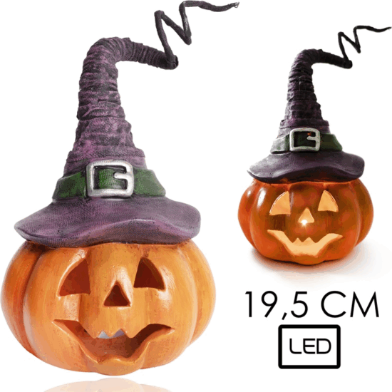 Iris polirezin halloween tök dekoráció leddel 19,5cm