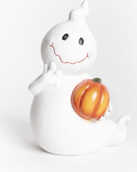 Iris kerámia szellem tökkel halloween dekoráció 15,5cm