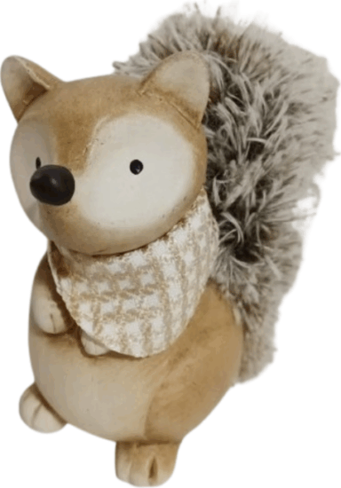 Iris kerámia róka szőrme farokkal őszi lakásdekoráció 12,5cm