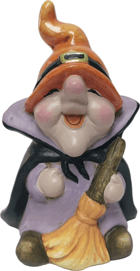 Iris kerámia boszi seprűvel Halloween dekoráció 13,5cm