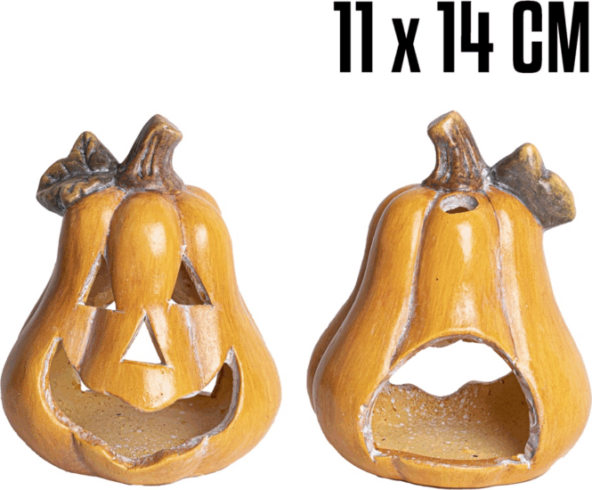 Iris kerámia mécsestartó tök Halloween dekoráció 11 x 14cm - Narancssárga Iris kerámia mécsestartó tök Halloween dekoráció 11 x 14cm - Narancssárga