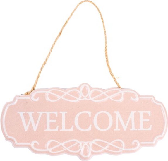 Iris Bádog akasztós ajtó dekoráció welcome felirattal 17,5 cm - Rózsaszín