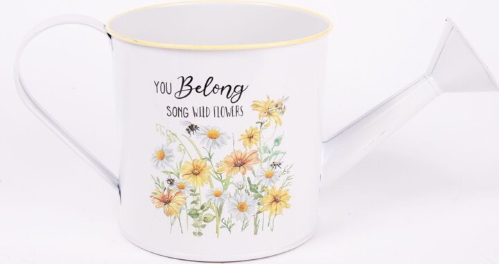 Iris Bádog öntöző kanna 27 x 12 cm - Fehér margarétta mintás