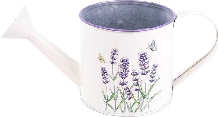 Iris Bádog öntöző kanna 27 x 12 cm - Fehér levendula mintás