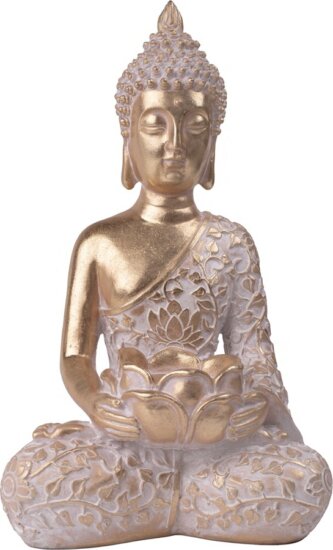 Iris 46800 Műgyanta Buddha szobor Asztali Dekoráció 18x30cm - Arany