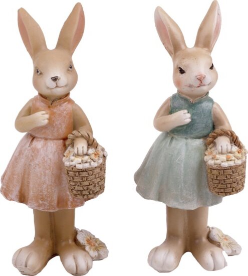 Iris 46754 Műgyanta Nyúl kosárral Húsvéti Dekoráció 5x13cm - Többfajta Iris 46754 Műgyanta Nyúl kosárral Húsvéti Dekoráció 5x13cm - Többfajta