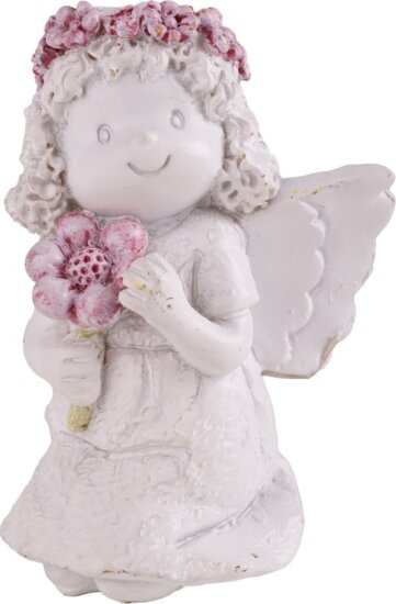 Iris Műgyanta Angyal Virág koszorúval Karácsonyi Dekoráció 9,8cm - Fehér Iris Műgyanta Angyal Virág koszorúval Karácsonyi Dekoráció 9,8cm - Fehér