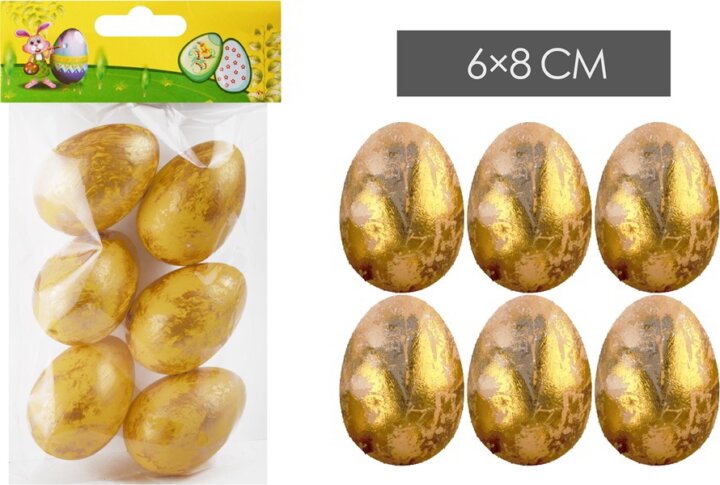 Iris Húsvéti Tojás Dekoráció 6x8cm 6 darab - Aranyozott