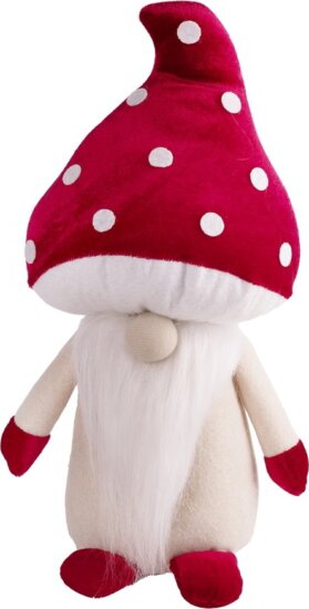 Iris Textil Gomba szakállal Asztaki Dekoráció 35cm - Piros / Fehér