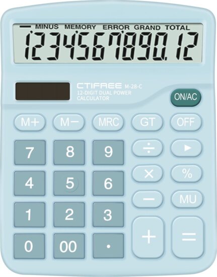 CTIFREE M-28-C Elem / Napelem Asztali Számológép - Kék