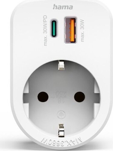 Hama 00223343 Hálózati Dugalj Beépített Töltővel - Fehér