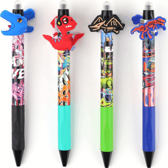 Nebulo Mérges dino Radírozható Nyomógombos zselés toll (0.7 mm / Kék tinta) - Mintás