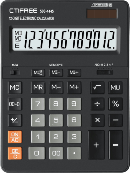CTIFREE SDC-444S Elem / Napelem 12 digit számológép - Fekete