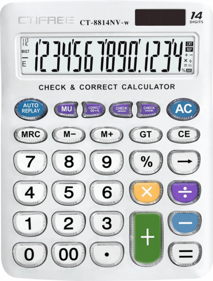 CTIFREE CT-8814NV-W Elem / Napelem 14 digit számológép - Fehér