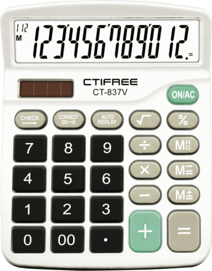 CTIFREE CT-837V Elem / Napelem 12 digit számológép - Fehér