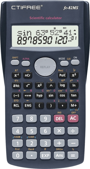 CTIFREE FC-82 MS Elem / Napelem 10+2 digit tudományos számológép - Fekete