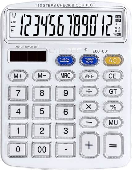 CTIFREE ECO-001 Elem / Napelem 12 digit számológép - Fehér