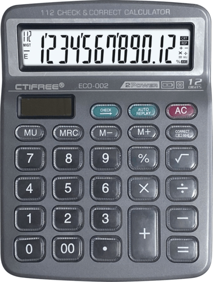 CTIFREE ECO-002 Elem / Napelem 12 digit számológép - Fekete