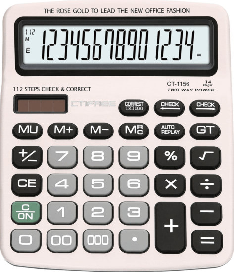 CTIFREE CT-1156 Elem / Napelem 14 digit számológép - Fehér