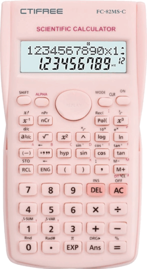 CTIFREE FC-82MS-C Elem / Napelem 10+2 digit tudományos számológép - Rózsaszín