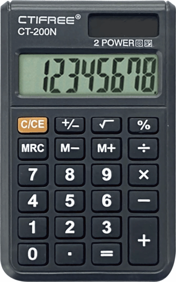 CTIFREE CT-200N mini Elem / Napelem 8 digit számológép - Fekete