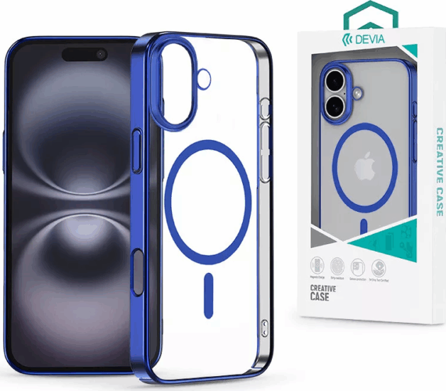 Devia Glimmer Apple iPhone 16 MagSafe Telefon tok - Átlátszó / Kék