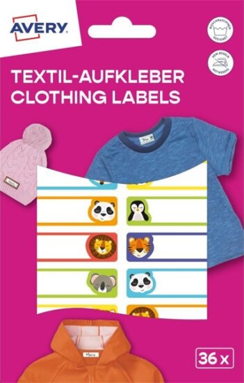 Avery ETVET36A 45 x 13 mm Öntapadós ruhacimke ( 36 cimke / csomag) - Állat mintás