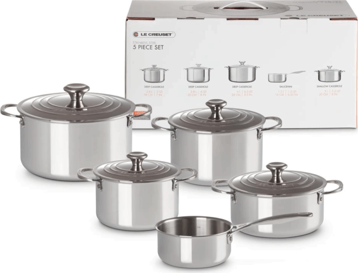 Le Creuset Plus Rozsdamentes acél főzőedény készlet - Inox (5 részes)