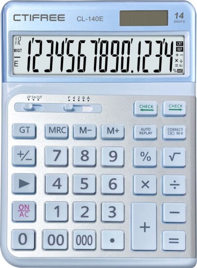 CTIFREE CL-140E Elem / Napelem Asztali Számológép - Kék