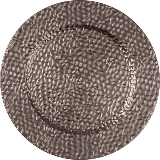 Iris 676554 Bőr hatású kerek Műanyag tálca 33 cm - Arany