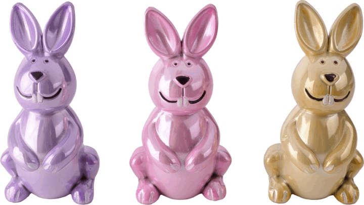 Iris gyöngyhát fényű nyuszi húsvéti dekoráció 5x10cm - Többféle