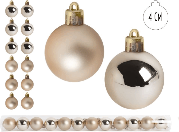 Iris pvc gömb dísz Karácsonyi Dekoráció 4cm - Krém (12db/csomag)