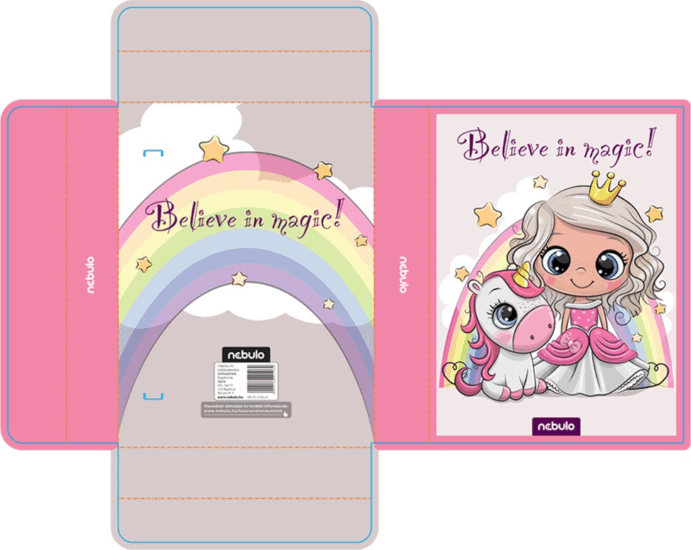 Nebulo Királylány&Unikornis A5 hullámkarton füzetbox - Mintás