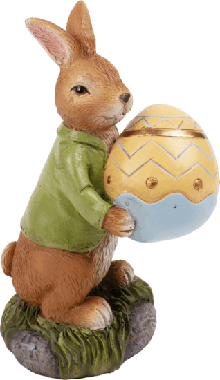 Iris műgyanta nyúl hímestojással Húsvéti dekoráció 13,5 cm - Zöld/sárga