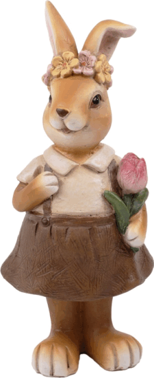 Iris műgyanta nyúllányés virág Húsvéti dekoráció 6x4x15cm - Barna