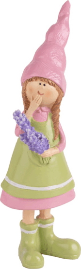 Iris műgyanta lány Tavaszi lakásdekoráció 5x14,9cm - Rózsaszín/Zöld