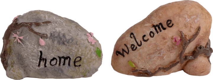 Iris műgyanta lakásdekorációs kövek "home" és "welcome" felirattal 4cm - Barna/szürke