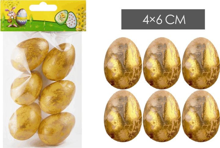 Iris aranyozott tojás húsvéti dekoráció 4x6cm (6db/csomag)