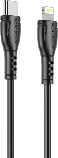 Borofone BX51 Lightning apa - USB-C apa Adat és töltőkábel 1m - Fekete