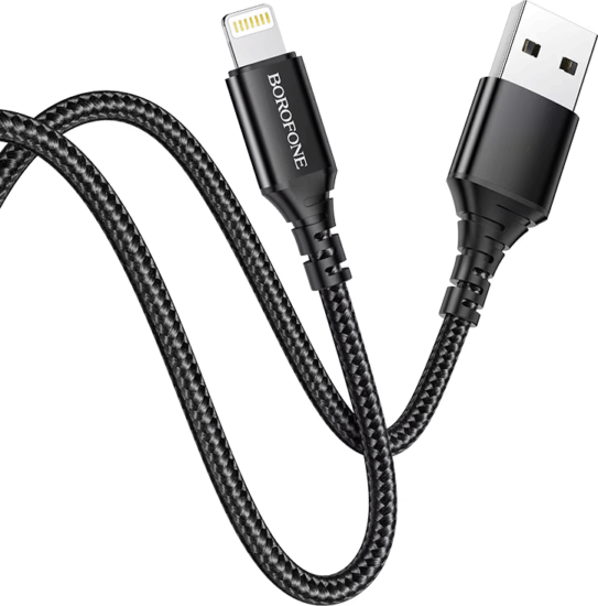 Borofone BX54 Lightning apa - USB-A apa Adat és töltőkábel 1m - Fekete