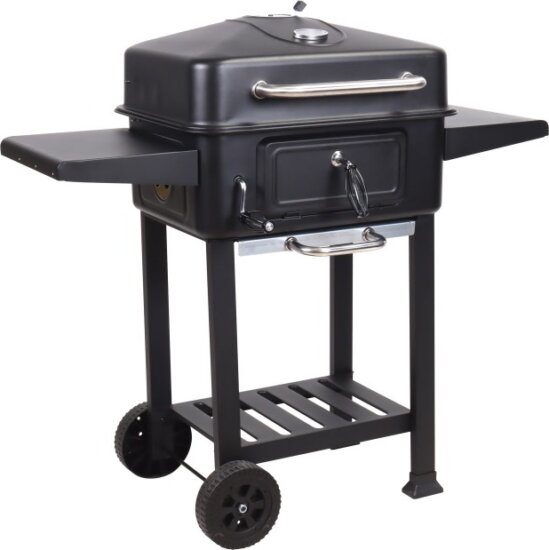 TOO BG-200B BBQ Faszenes Kerti grillkocsi két oldalsó asztallal - Fekete