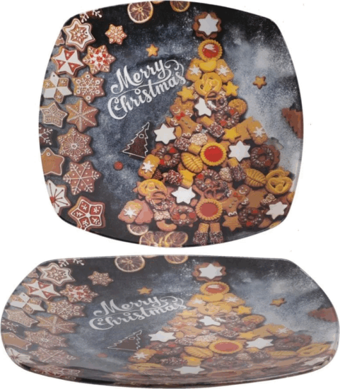 Iris Mézeskalács mintás Karácsonyi üveg tál 20cm