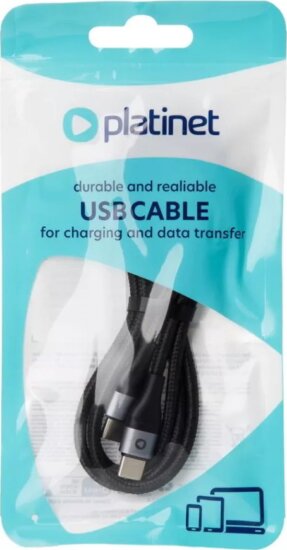 Platinet USB-C to USB-C Töltőkábel 60W 1m - Fekete
