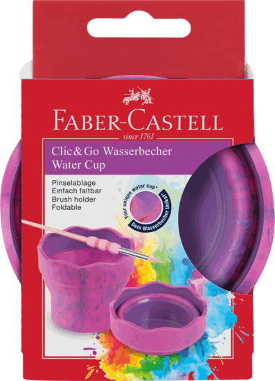 Faber-Castell Clic&Go Összecsukható Ecsettál - Rózsaszín