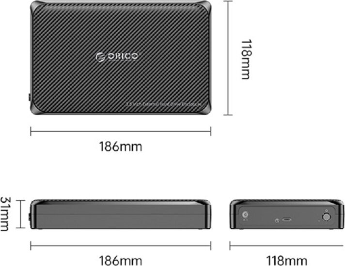 Orico DDW35-C3-EU-BK 2.5"/3,5" USB-C Külső HDD/SSD tároló - Fekete