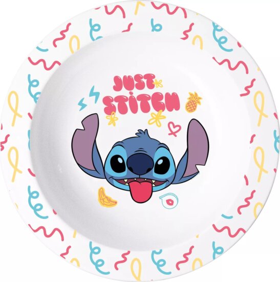 Stitch Műanyag mikrózható gyerek mélytányér - Fehér